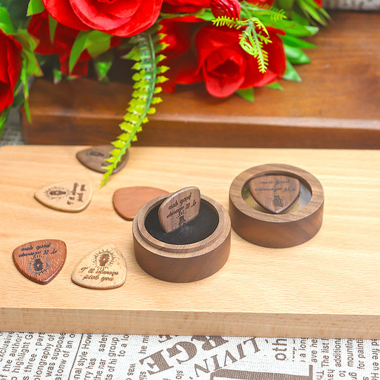 Juego de estuches para púas de guitarra de nogal