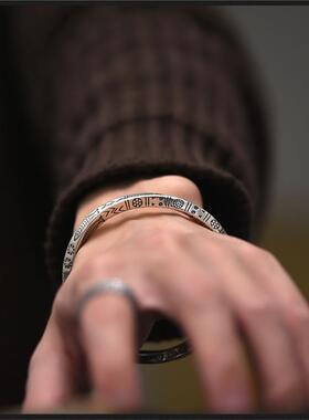 图腾手镯镀银个性男士工