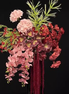 婚庆仿真红色背景花家居装饰出阁宴婚礼壁挂花排摄影橱窗背景花堆