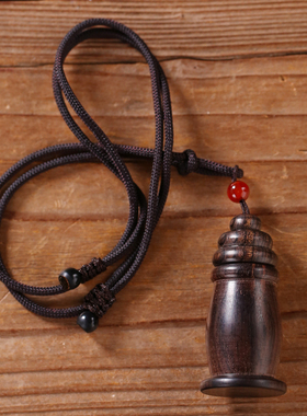 新品黑檀木d舍利塔嘎乌盒楞严咒挂件吊坠可打开装胎毛瓶随身项链