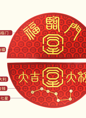 新品五帝钱七星地垫铜钱地垫中国红进门入户M客厅门槛垫圆形吸水