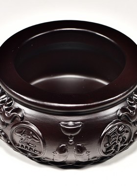 黑檀木雕聚宝盆摆件实木客厅办公室公司店铺开业送礼品红木工艺品