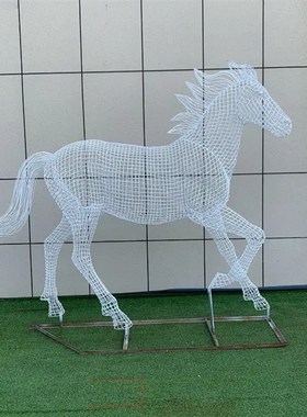 铁艺镂空马雕塑园林景观地产开发区仿真金属动物摆件酒店别墅装饰