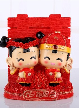 婚庆用品树脂创意摆件时尚结婚礼品礼物实用情侣吊脚娃娃隔板装饰
