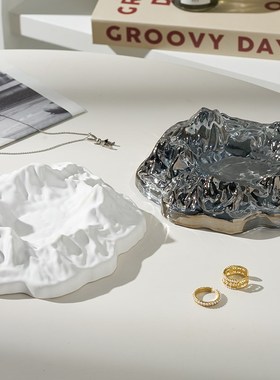 冰山托盘摆件ins风拍照装饰道具小物件玄关电酒柜茶几工艺品摄影