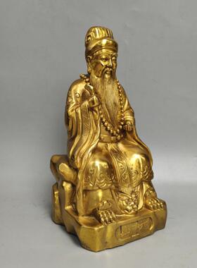 铜山神铜像摆件大号山神爷站坐像高40公分家居寺庙供奉神像工艺品