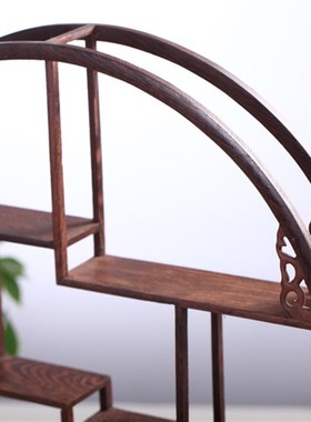 昊林轩红木 鸡翅木圆形博古架 多宝架 古董架 直径40-60CM 茶具架