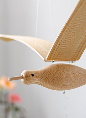 会飞的海鸥客厅阳台飘窗空中悬挂吊饰儿童房艺术创意木质飞鸟挂饰