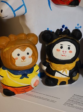 【西游记】手工木雕小摆件卡通唐僧孙悟空四人桌面装饰品小孩玩具