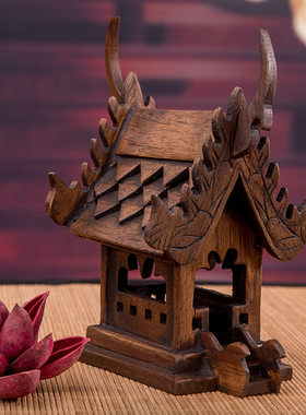 极速泰国特色工艺品东南s亚风格实木房子模型摆件中式客厅玄关装