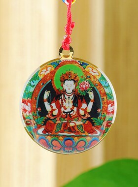 新品随身挂件佩带饰品像章大白z伞文殊画像双面工艺毛衣链唐卡吊