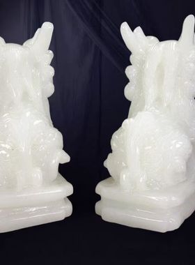 玉石火麒麟摆件招财家居摆件