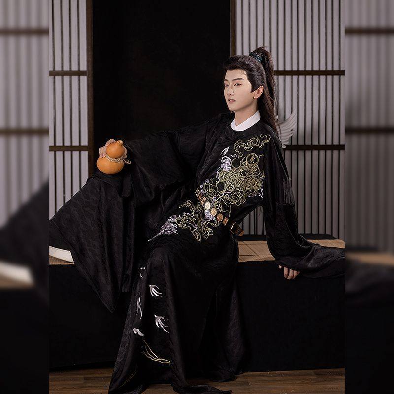 秋冬原创汉服2025新款圆领袍唐制古装绣花男款中国风日常古风套装,淘宝优惠券,粉丝福利购,淘宝优惠卷