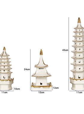 中式大号九层绿色陶瓷器凉亭子文昌宝塔建筑工艺装饰品禅意境摆件