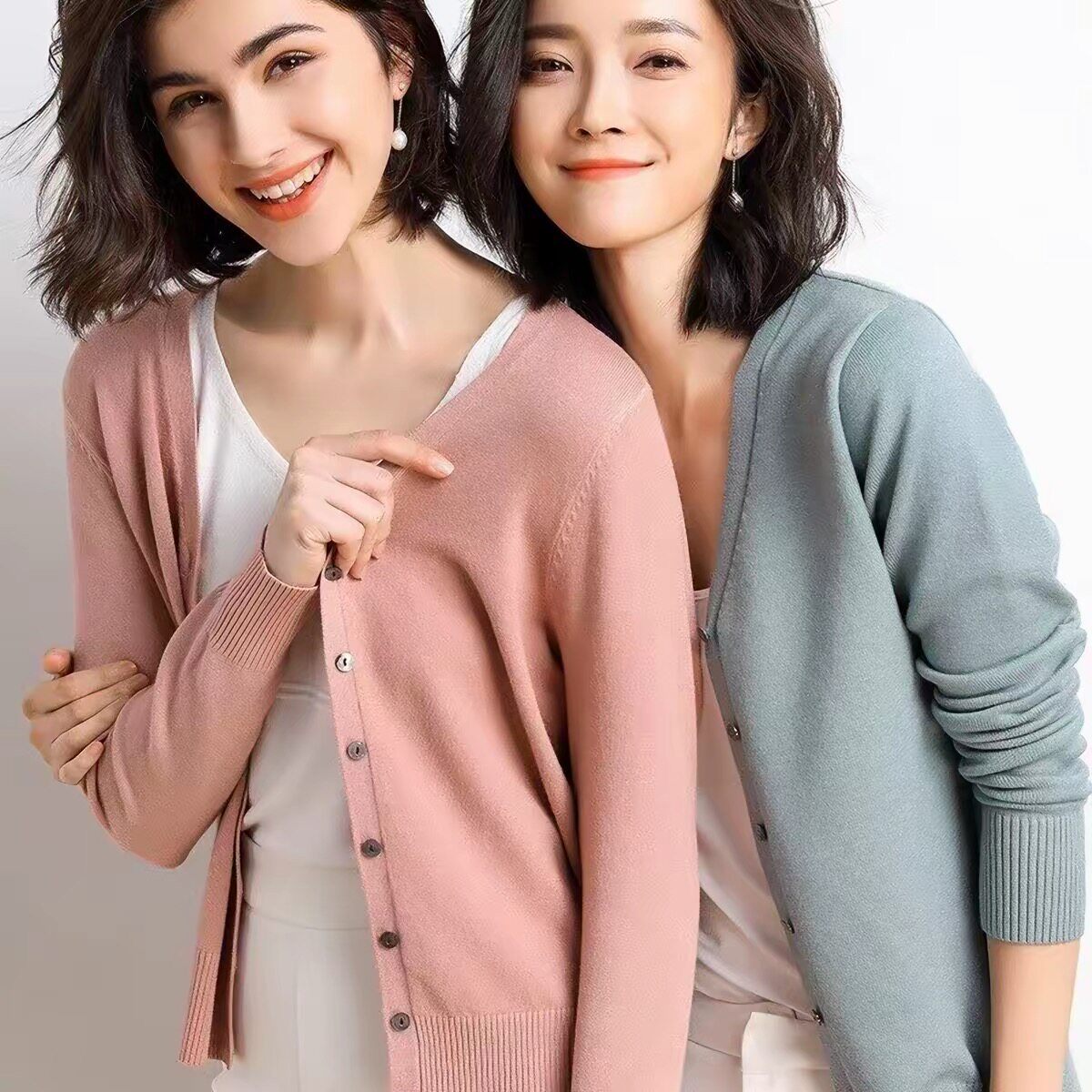 【五只白鹅】新多巴胺风V领针织开衫