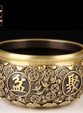 铜金钱元宝聚宝盆摆件 铜聚宝盆摆件