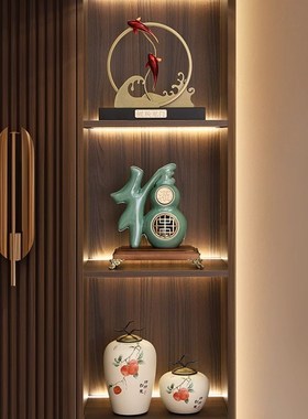 新中式摆件《鲤跃龙门》办公室书房客厅酒柜电视柜工艺品商务送礼