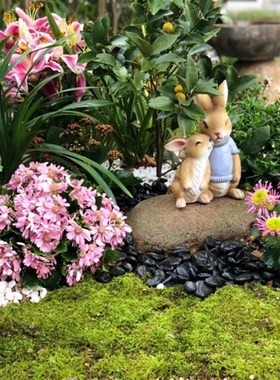 花园杂货 庭院树脂小兔子摆件创意园艺户外动物花架桌面装饰摆件