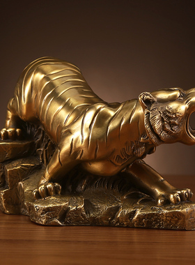 铜欣祥纯铜虎猛虎下山虎十二生肖摆设虎工艺品摆设家居装饰品摆件