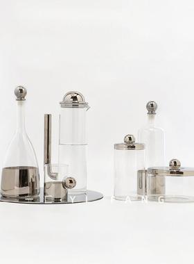 一匚极简轻奢银灰水壶水杯套装样板房餐厅客厅酒店水具收纳罐摆件