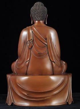 紫铜阿弥陀佛佛像坐莲铜像摆件西方三圣三宝佛像家用寺庙佛堂供奉