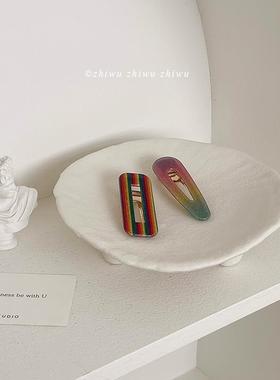 枝悟 不规则圆形陶瓷收纳盘 ins桌面香薰首饰展示盘 玄关置物摆件