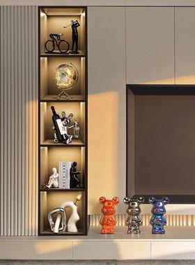 餐边柜酒柜装饰品客厅摆件轻奢高级感家居暴力熊玻璃柜展示红酒架