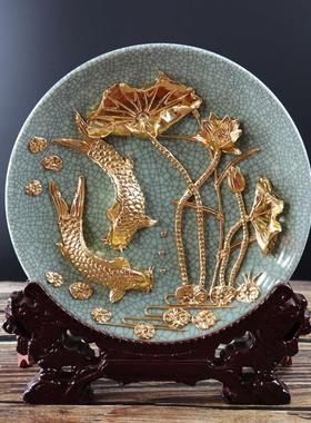 实体店 漆线雕 8寸 龙凤呈祥 红盘 陶瓷礼品 厂家直销 厦门 摆件