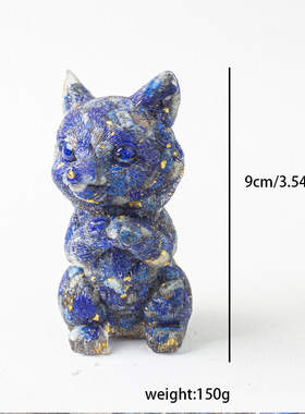 跨境天然水晶碎石滴胶祈愿狐狸办公室家居客厅桌面饰品装饰摆件