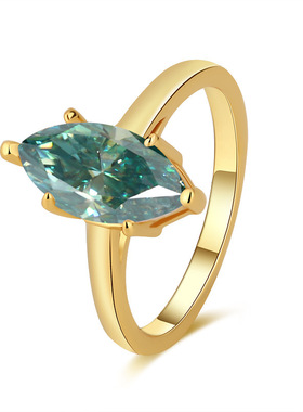 跨境批发s925纯银1克拉马眼简约莫桑石戒指女高级感银饰首饰饰品