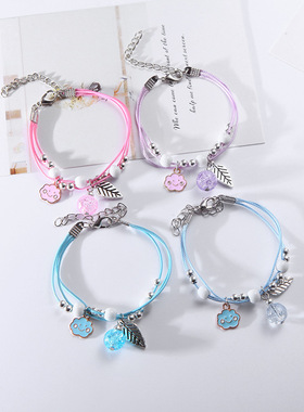 卡通新款多人闺蜜琉璃珠冰裂纹女韩版甜美森系百搭简约小清新