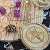 2-in-1 Pentagram five-pointed star wooden candle holder tray DIY candle holder ornaments Tarot peripheral supplies