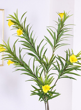 仿真花 大枝柳叶带桃花 家居客厅软装饰工程婚庆花瓶摆件造景