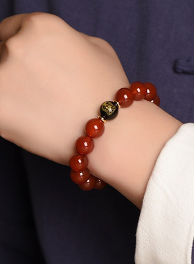 红玛瑙手链男士本命年手串十二生肖本命佛手链龙年女男友礼物