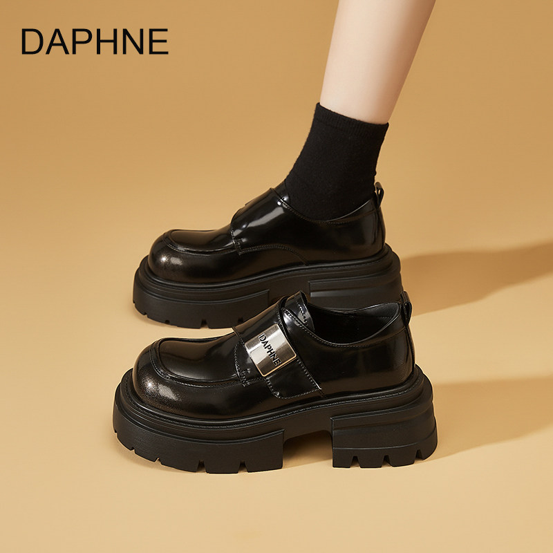 达芙妮女鞋巨好看乐福鞋2026春季新款厚底黑色英伦小皮鞋增高单鞋,淘宝优惠券,粉丝福利购,淘宝优惠卷