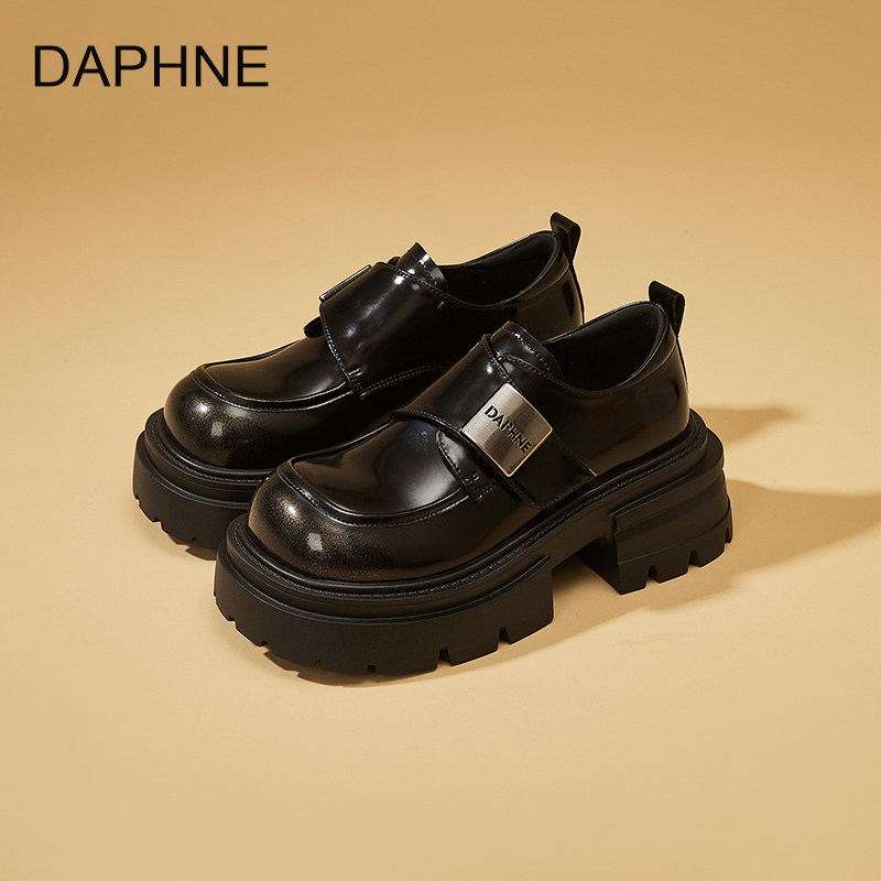 达芙妮女鞋巨好看乐福鞋2026春季新款厚底黑色英伦小皮鞋增高单鞋,淘宝优惠券,粉丝福利购,淘宝优惠卷