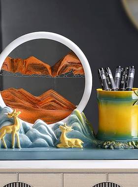 书房复古怀旧竹竹高升笔筒摆件老板办公室装饰品送领导老师礼物品