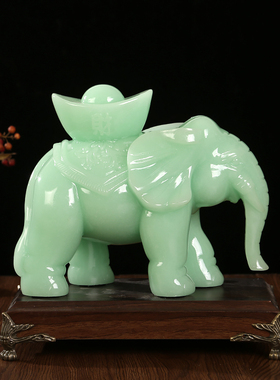 大象玉石摆件一对吸财聚财客厅玄关电视酒柜家居装饰乔迁开业礼品