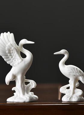 工艺品仙鹤现代简约装饰品创意玄关客厅电视酒柜红酒架陶瓷小摆件