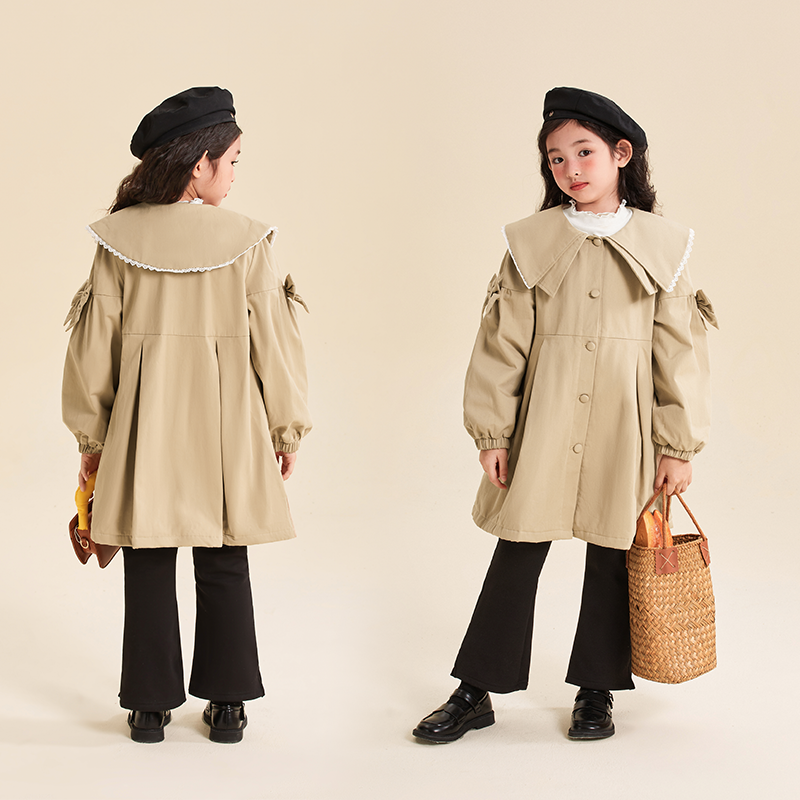 女童加绒外套英伦风秋冬女中大童中长款薄绒衣服冬装儿童洋气风衣,淘宝优惠券,粉丝福利购,淘宝优惠卷