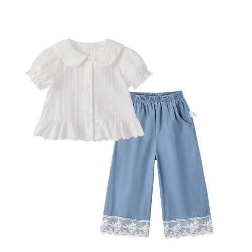 [7A抗菌]女童套装夏季儿童娃娃衫两件套大童洋气夏装宝宝夏日衣服 - 图3