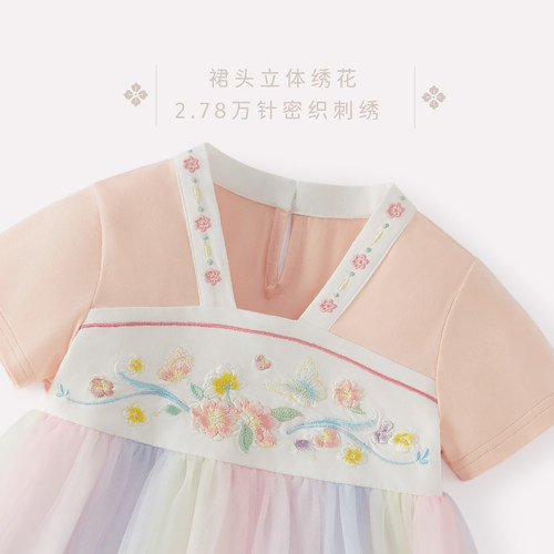 女童夏季唐装小女孩短袖齐襦裙中国风儿童新中式夏装宝宝汉服夏款 - 图0
