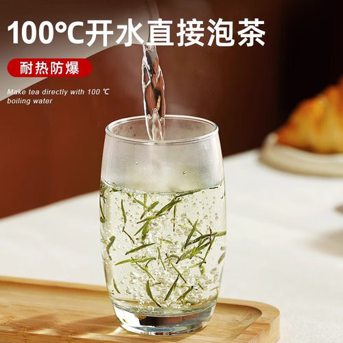 玻璃杯水杯牛奶杯子家用耐高温喝水茶杯早餐果汁饮料杯啤酒杯 - 图1