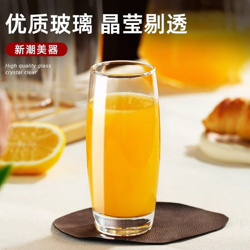 玻璃杯水杯牛奶杯子家用耐高温喝水茶杯早餐果汁饮料杯啤酒杯 - 图0