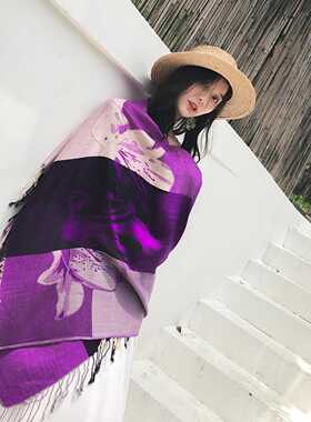 民族风披肩春秋百搭两用长款外套加大斗篷披肩围巾女长巾