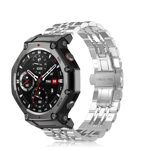 适用华米amazfit Trex3表带跃我trex2金属七株钢带腕带霸王龙华米TrexUltra2男女三株不锈钢华米Trex Pro表带 - 图0