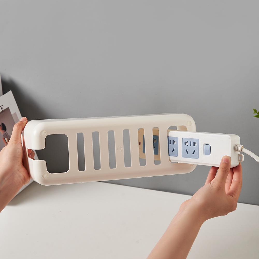 竹木盖带孔电线盒桌面排插插线板理线盒电源线充电器集线器收纳盒 - 图2