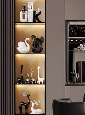天鹅摆件一对轻奢高档客厅酒柜玄关电视柜餐边柜高级感陶瓷装饰品