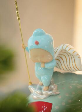 艺术瞿广慈海错图作者无穷小亮联名款印鱼《任我行》雕塑摆件