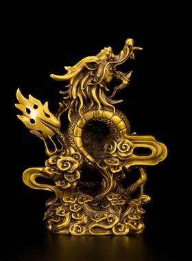 开运纯铜盘龙飞龙在天摆件鎭宅招财青龙家居风水铜工艺礼品装饰品